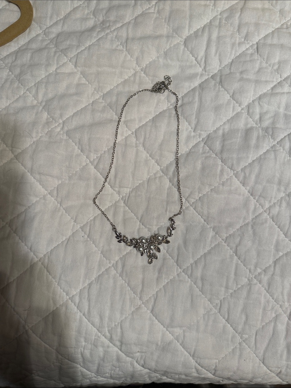 Delicate Silver Floral Crystal Necklace - Women's Jewelry